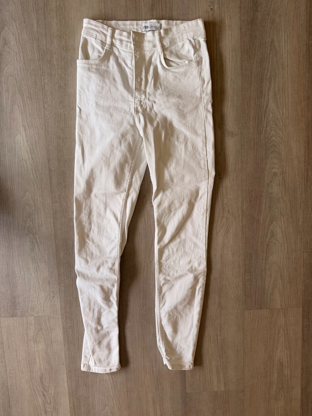 Zara high rise stretch white skinny jeans